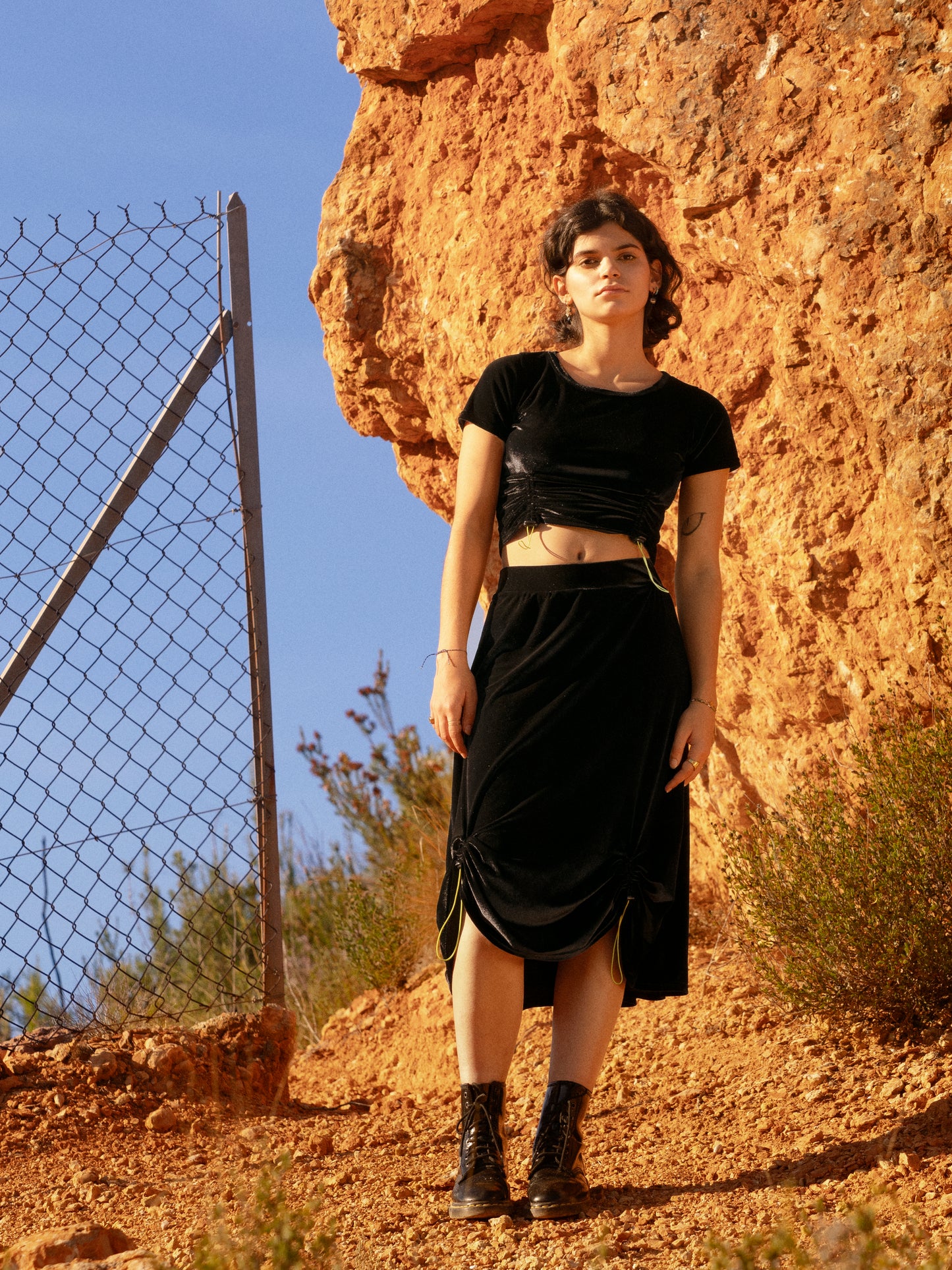 Velvet Gathered Skirt