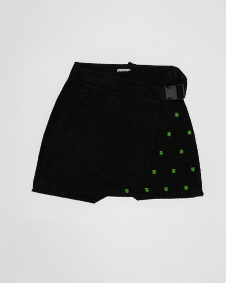 MARJ sustainable streetwear skirt black corduroy embroidery