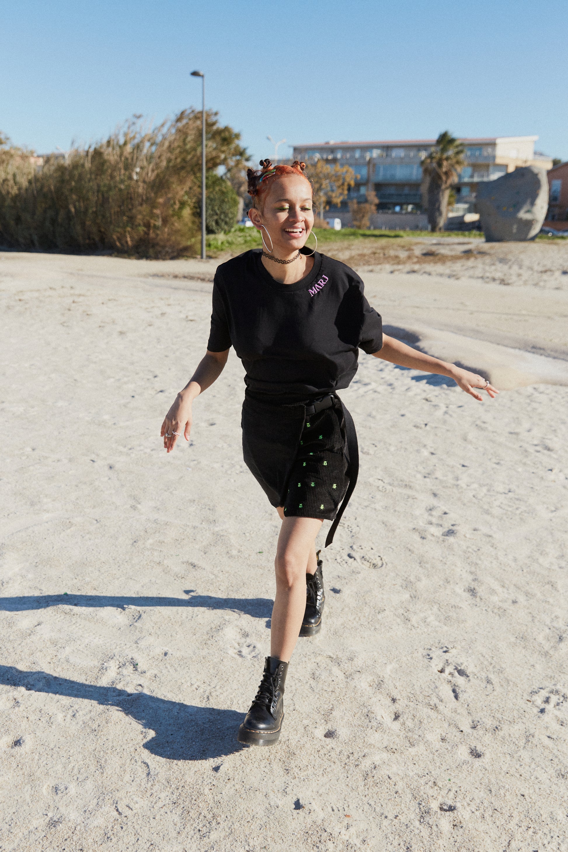 MARJ sustainable streetwear Tshirt and mini skirt