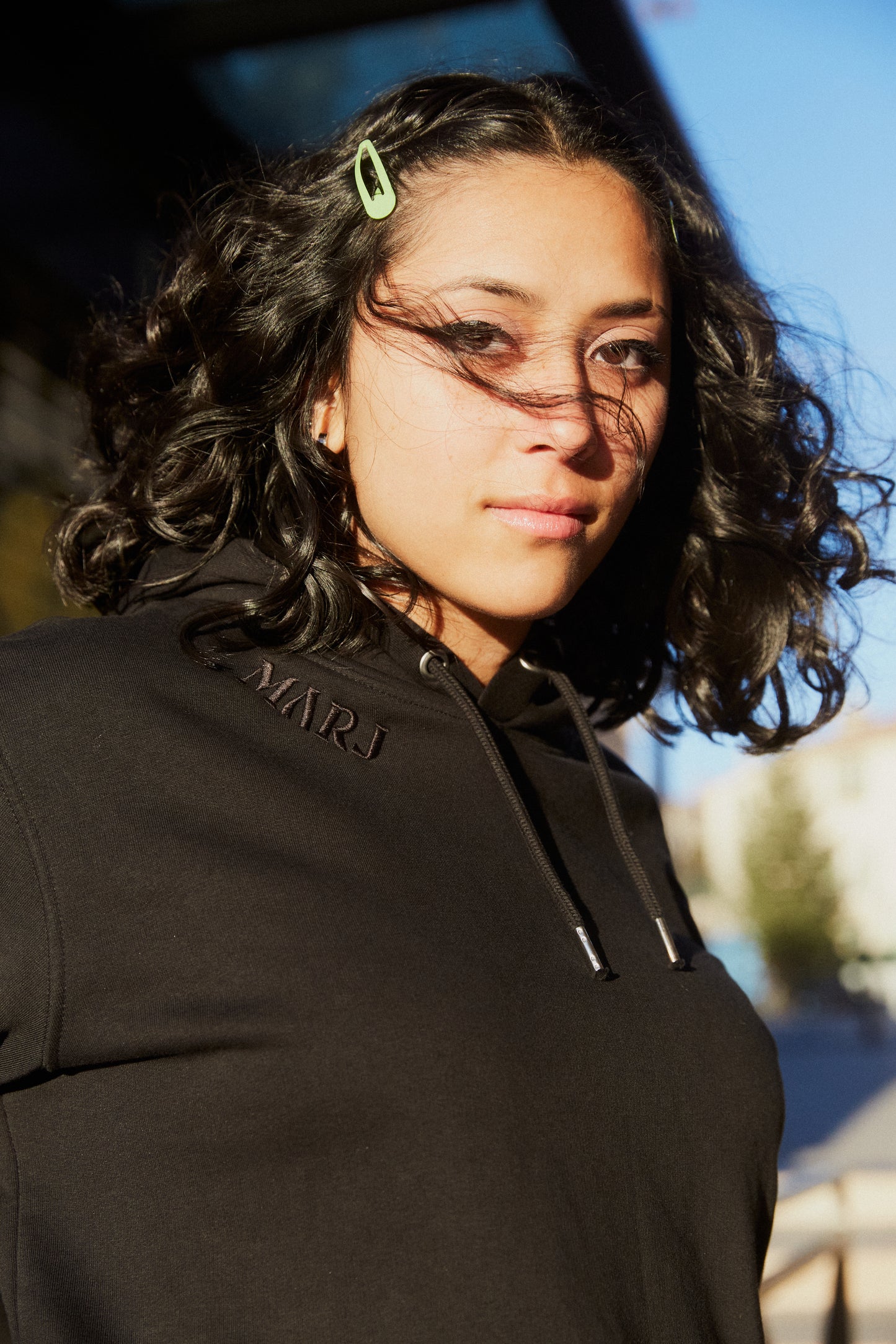 MARJ black hoodie black embroidery