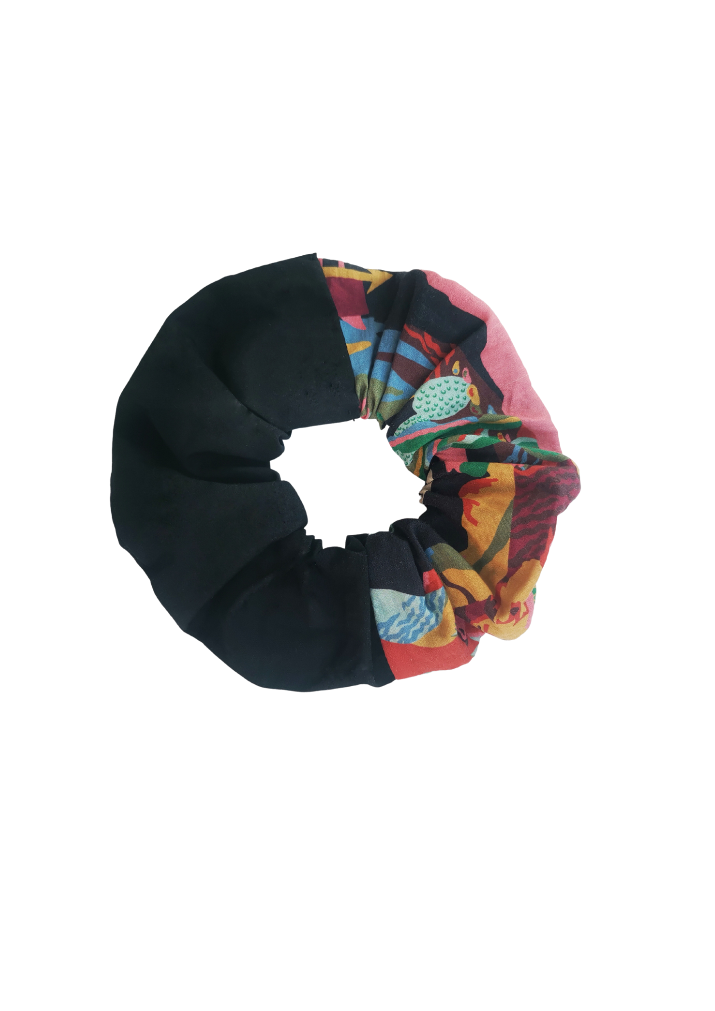 Cactus  Volcanos Printed Bicolor Scrunchie zero waste sustainable upcycling