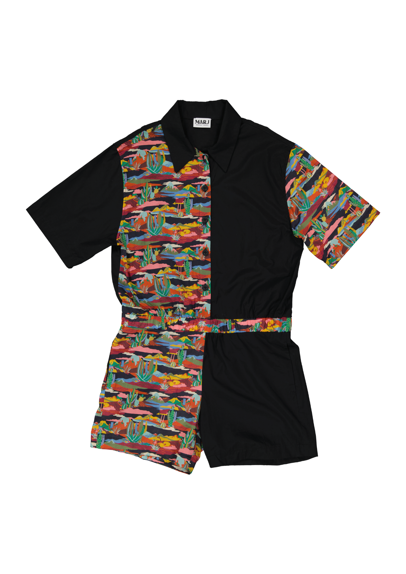 Printed black playsuit deadstock 