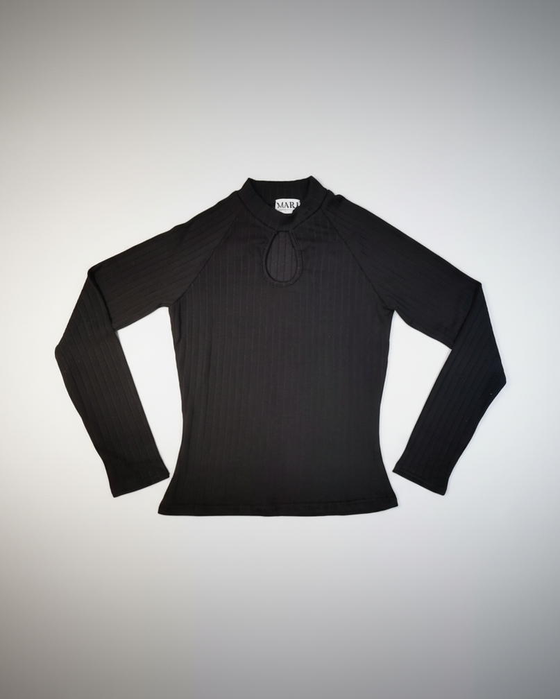 Black ribbed top sustainable organic cotton lyocell