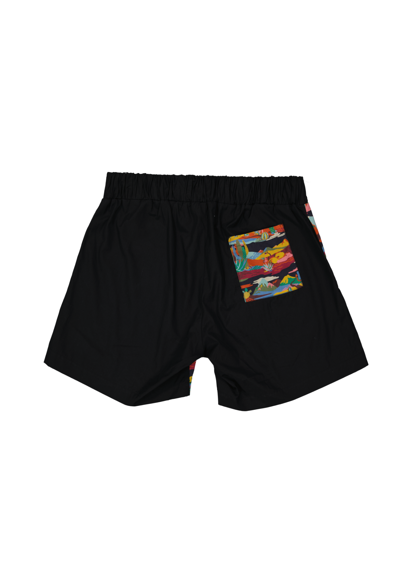 MARJ summer short multicolored printed and black  sustainable fabrics ethical made in France