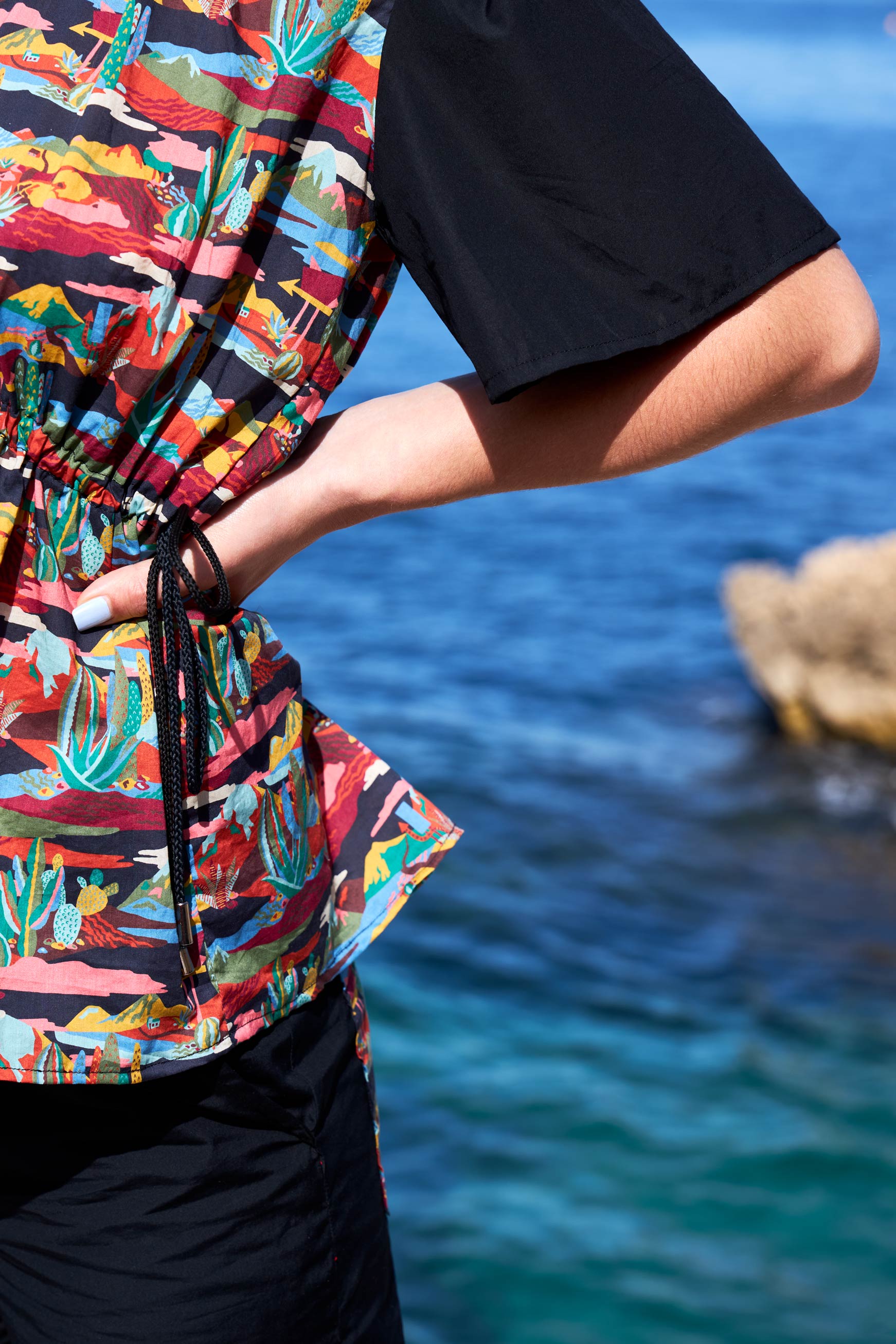 MARJ Marseille Jakarta detail of waist on gathered summer 22 top ethical wear