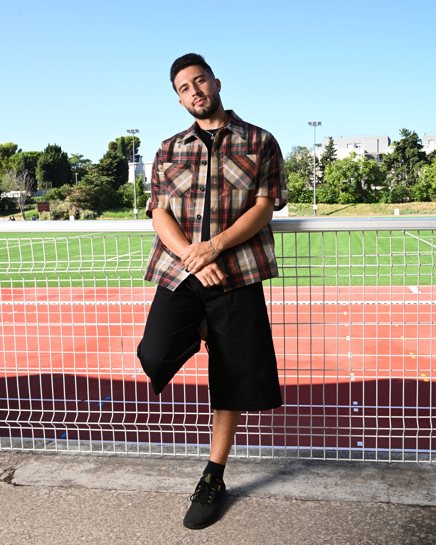 MARJ tartan taffeta shirt upcycling luxury house made in France and Italy