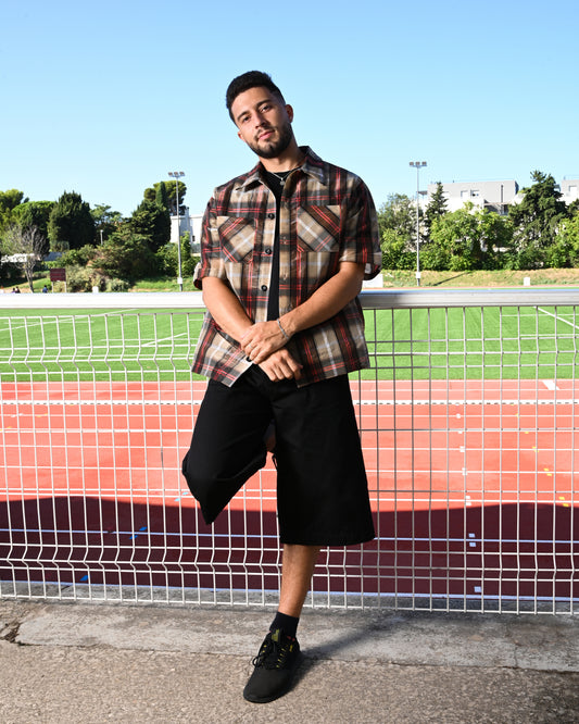 MARJ tartan taffeta shirt upcycling luxury house made in France and Italy