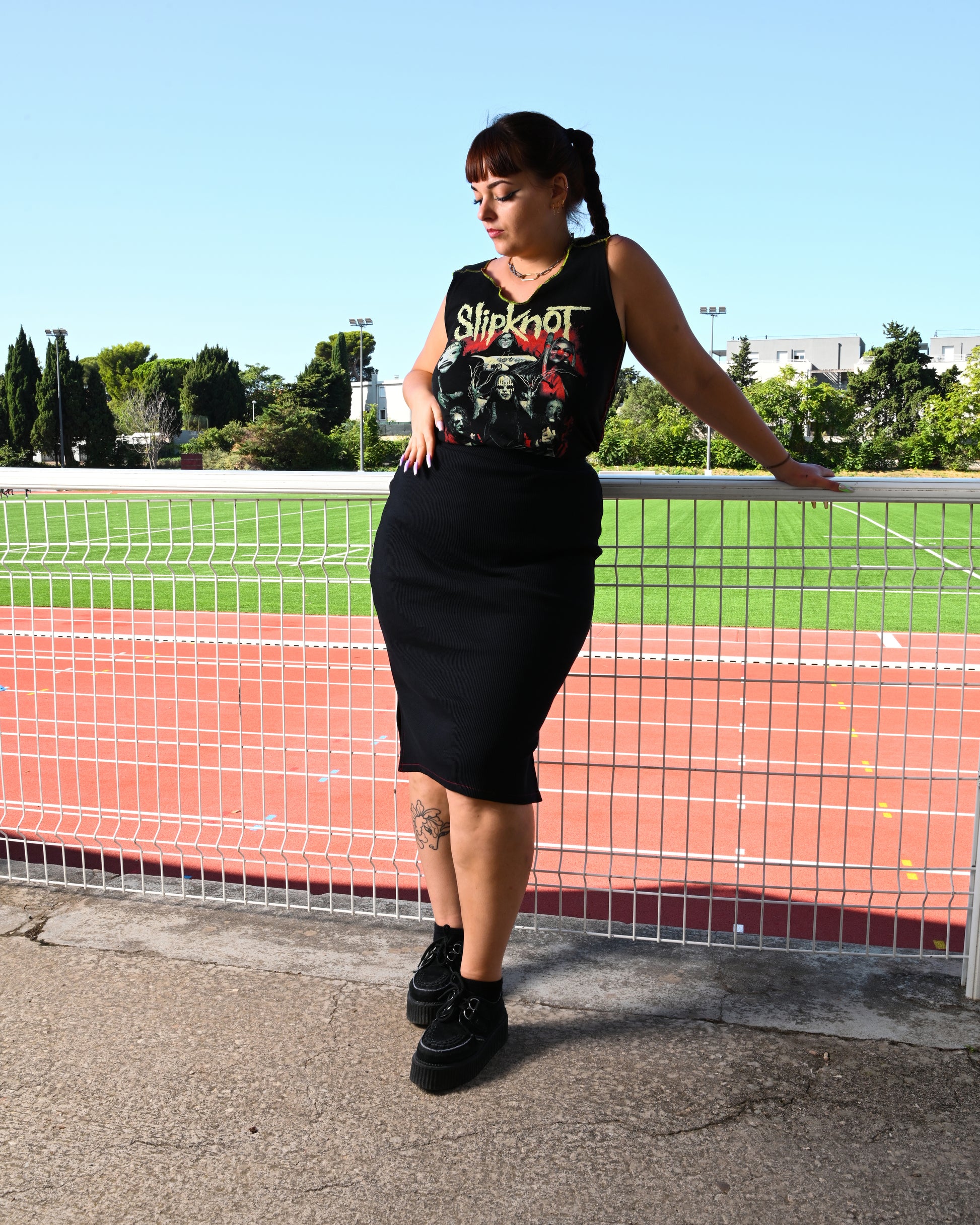 organic cotton lyocell ribbed midi skirt MARJ