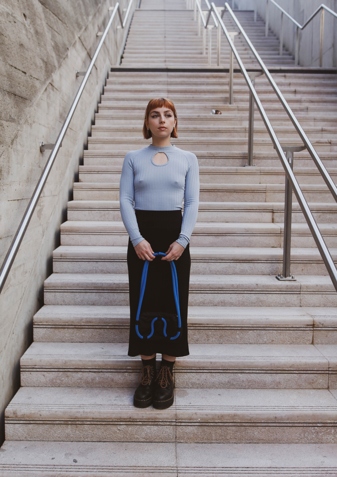 Ice Blue Ribbed Top sustainable fashion MARJ