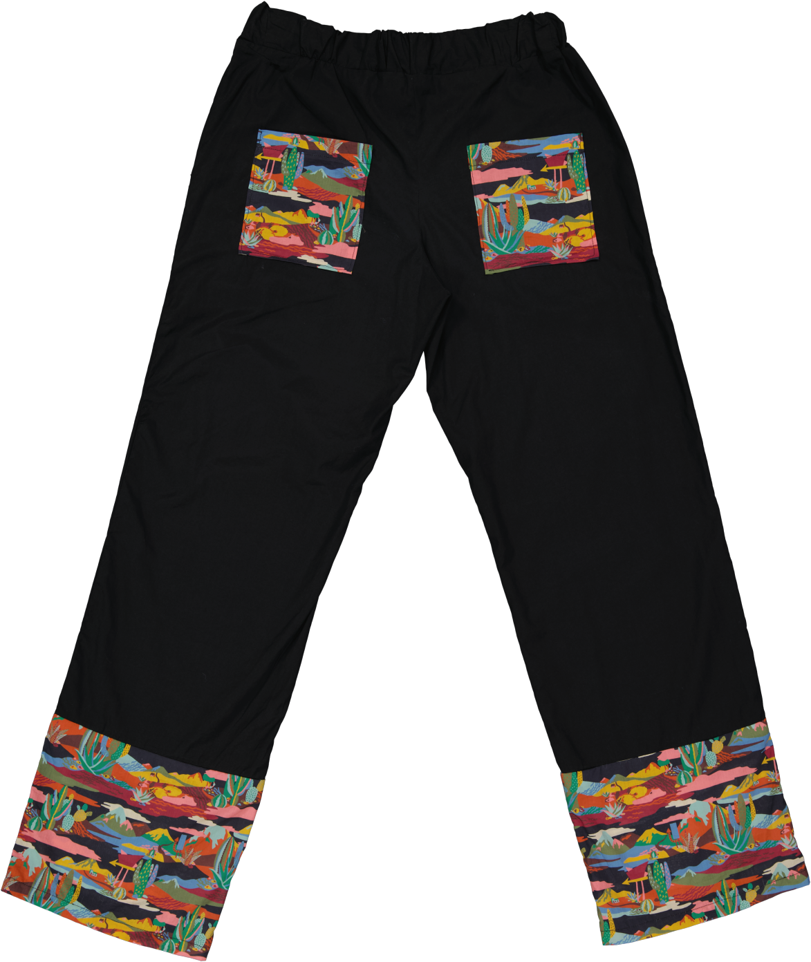 Black trousers printed sustainable fashion 